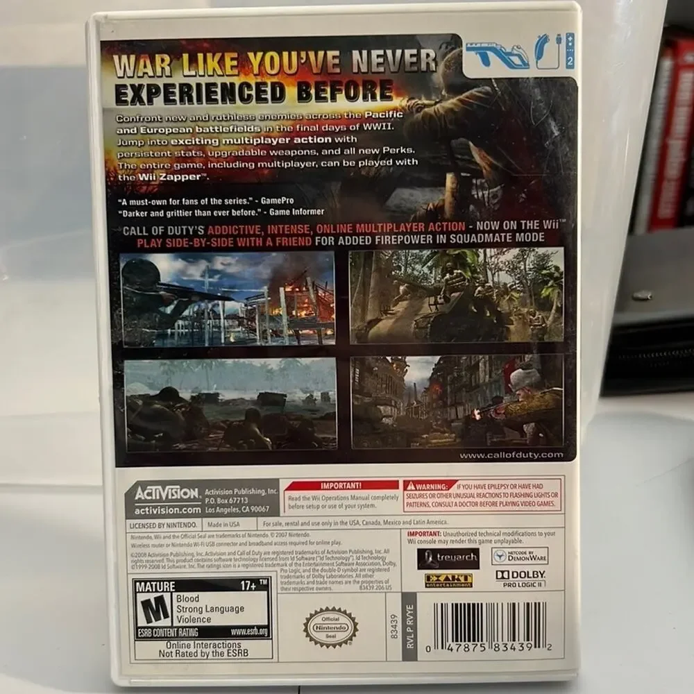 Nintendo Wii Call of Duty World at War Video Game